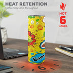 Comic Book Yellow 20oz Tall Skinny Tumbler with Lid and Straw