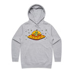 Alien Pizza - Womens Hoodie Grey Marle Womens Hoodie Food Printed In Australia Sci Fi
