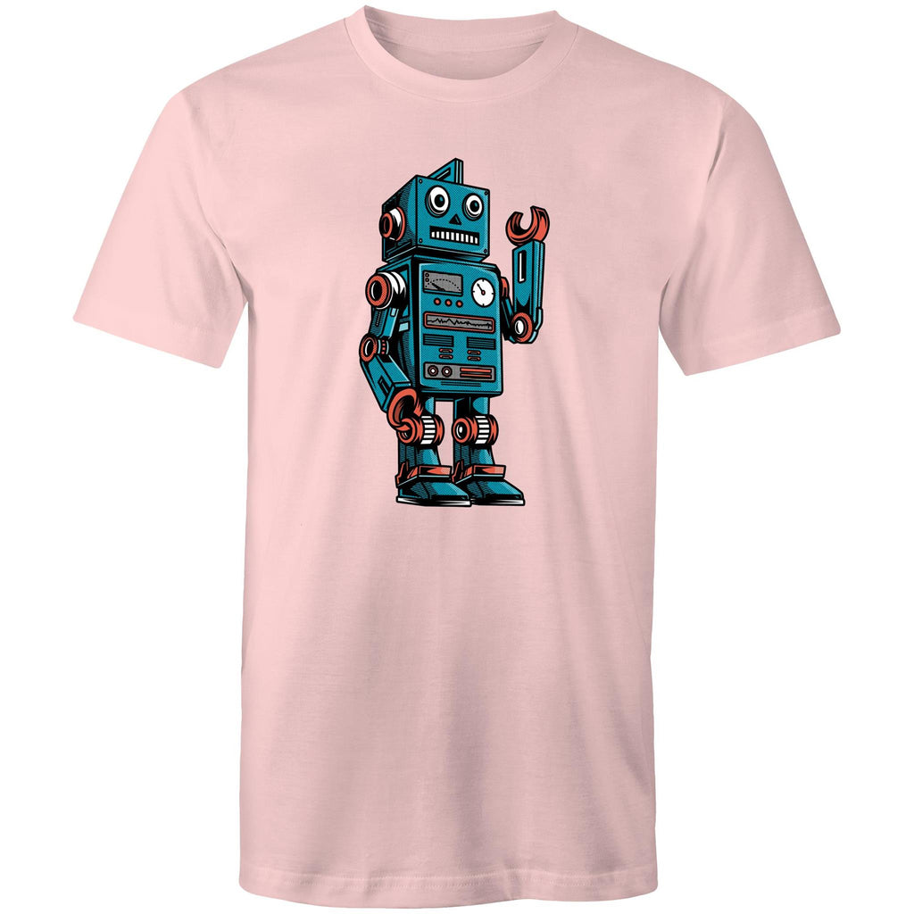 Robot - Mens T-Shirt Pink Mens T-shirt Printed In Australia Sci Fi