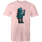 Robot - Mens T-Shirt Pink Mens T-shirt Printed In Australia Sci Fi