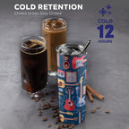 Music Instruments Blue - 20oz Tall Skinny Tumbler with Lid and Straw