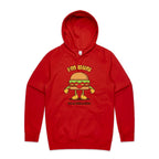 I'm Bun In A Million, Hamburger - Mens Hoodie Red Mens Hoodie Food Printed In Australia
