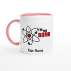 Personalised Mug - I'm The Bomb, Atom - White 11oz Ceramic Mug with Colour Inside Ceramic Pink Personalised 11oz Mug customise Globally Fulfilled Name Personalise Science