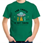 The Truth Is Out There, Alien UFO - Kids Youth T-Shirt Kelly Green Kids Youth T-shirt Printed In Australia Sci Fi