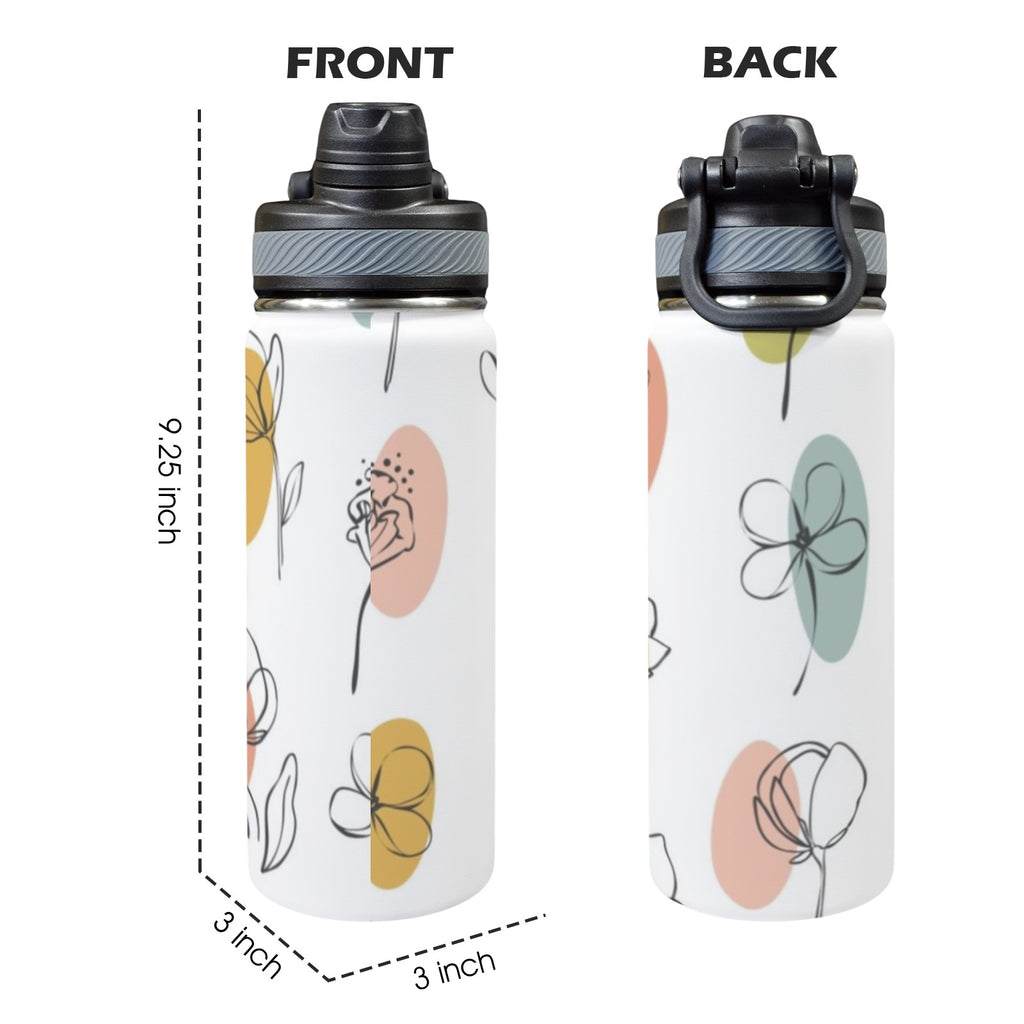 Flower Lines - Insulated Water Bottle with Dual-Use Lid (18oz) Insulated Water Bottle with Dual-Use Lid (18oz) Printed Offshore