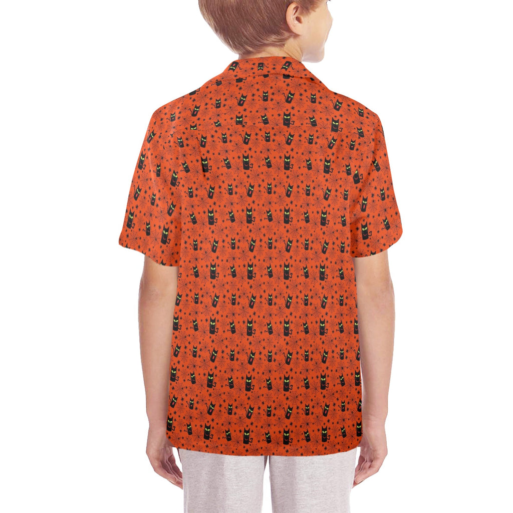 Halloween Black Cats Senior Kids Hawaiian Shirt