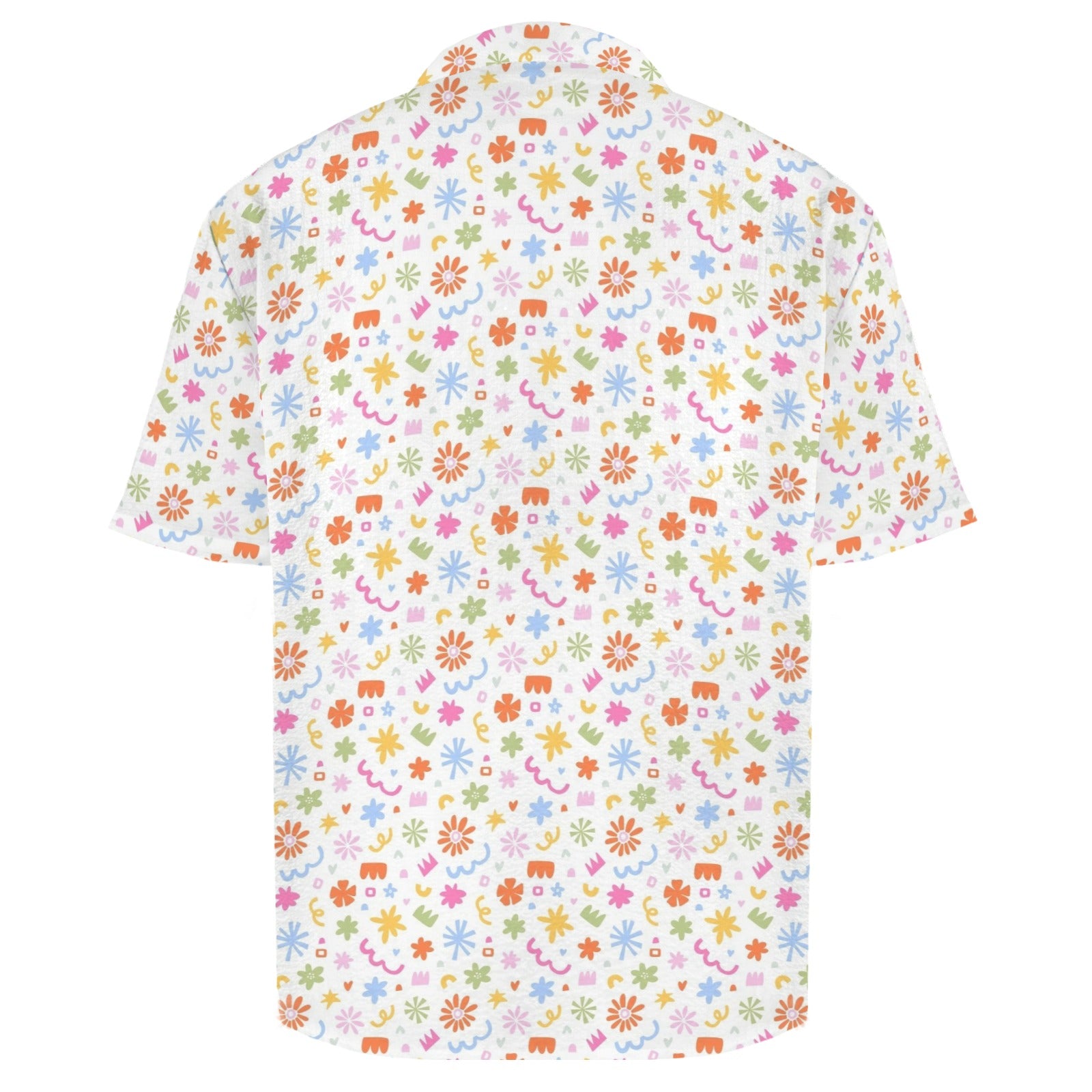 Abstract Colourful Shapes Men's Crinkle Hawaiian Shirt