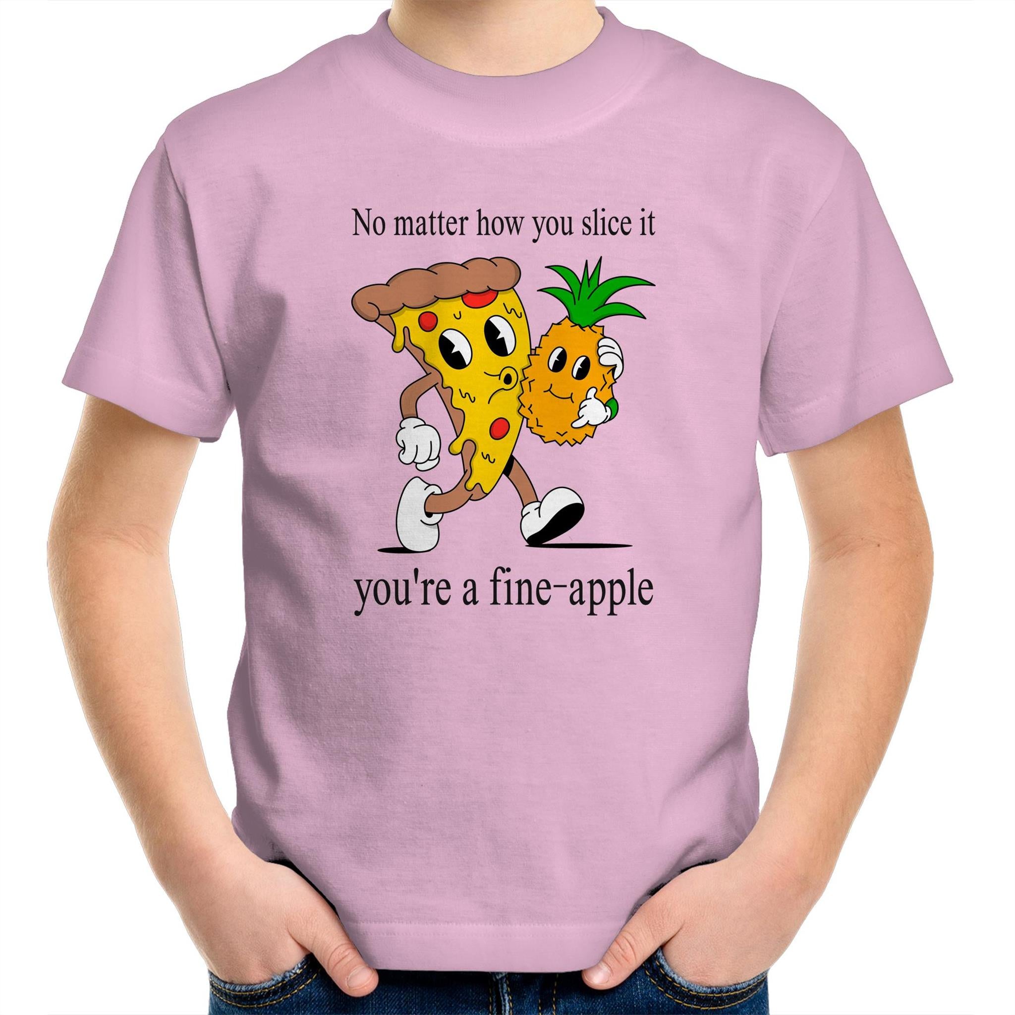 Pineapple And Pizza - Kids Youth T-Shirt Pink Kids Youth T-shirt Food Printed In Australia