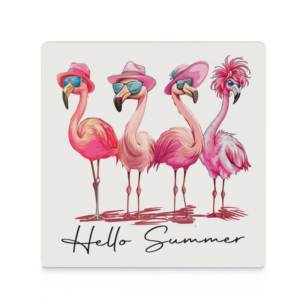 Flamingo Summer - Ceramic Coasters (Square) Ceramic Coasters animal Printed Offshore