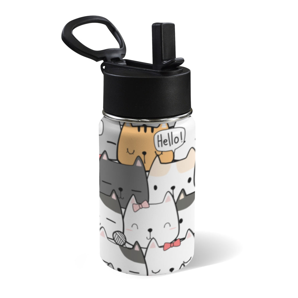 Cat Hello 12oz Kids Water Bottle with Straw Lid