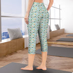 Parrots Women's High Waist Pocket Capri Yoga Leggings Women's High Waist Capri Yoga Leggings Birds Printed Offshore