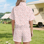 Pink Cats Women's Windbreaker Short Set Women's Windbreaker Short Set animal Printed Offshore