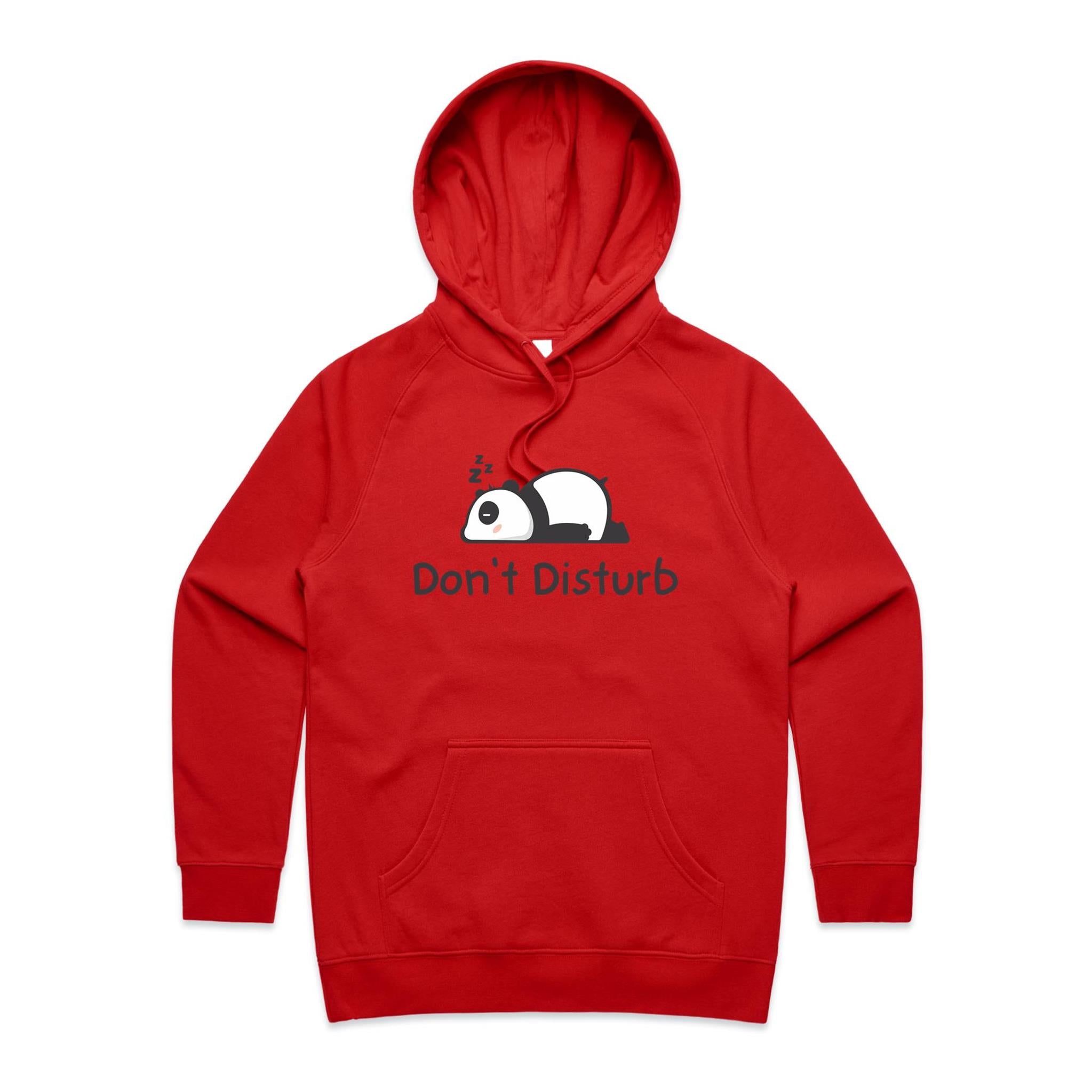 Panda, Don't Disturb - Womens Hoodie Red Womens 2XL Womens Hoodie animal Printed In Australia
