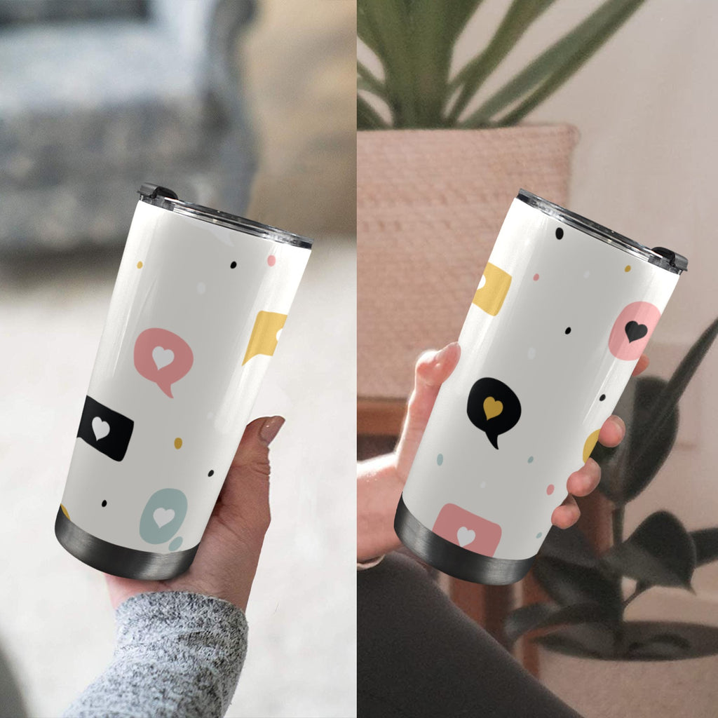 Love Message - 20oz Mobile Tumbler with Lid (Black Lock) 20oz Travel Mug Love Printed Offshore