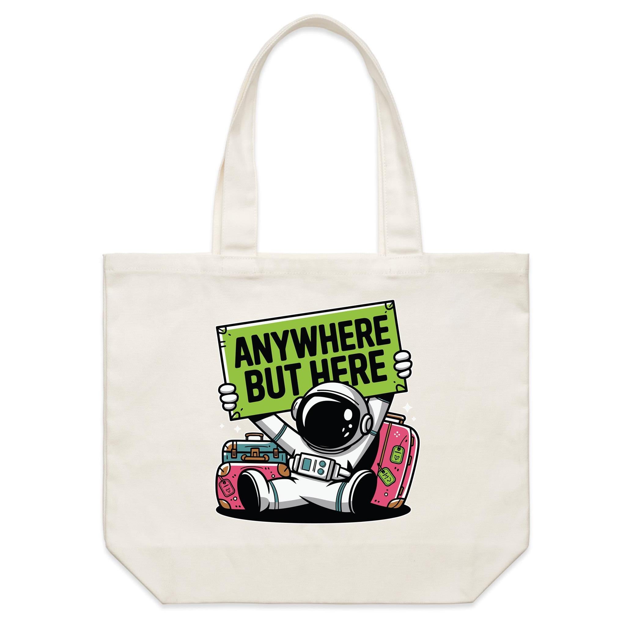 Astronaut, Anywhere But Here - Shoulder Canvas Tote Bag Default Title Large Tote Bag Printed In Australia Space