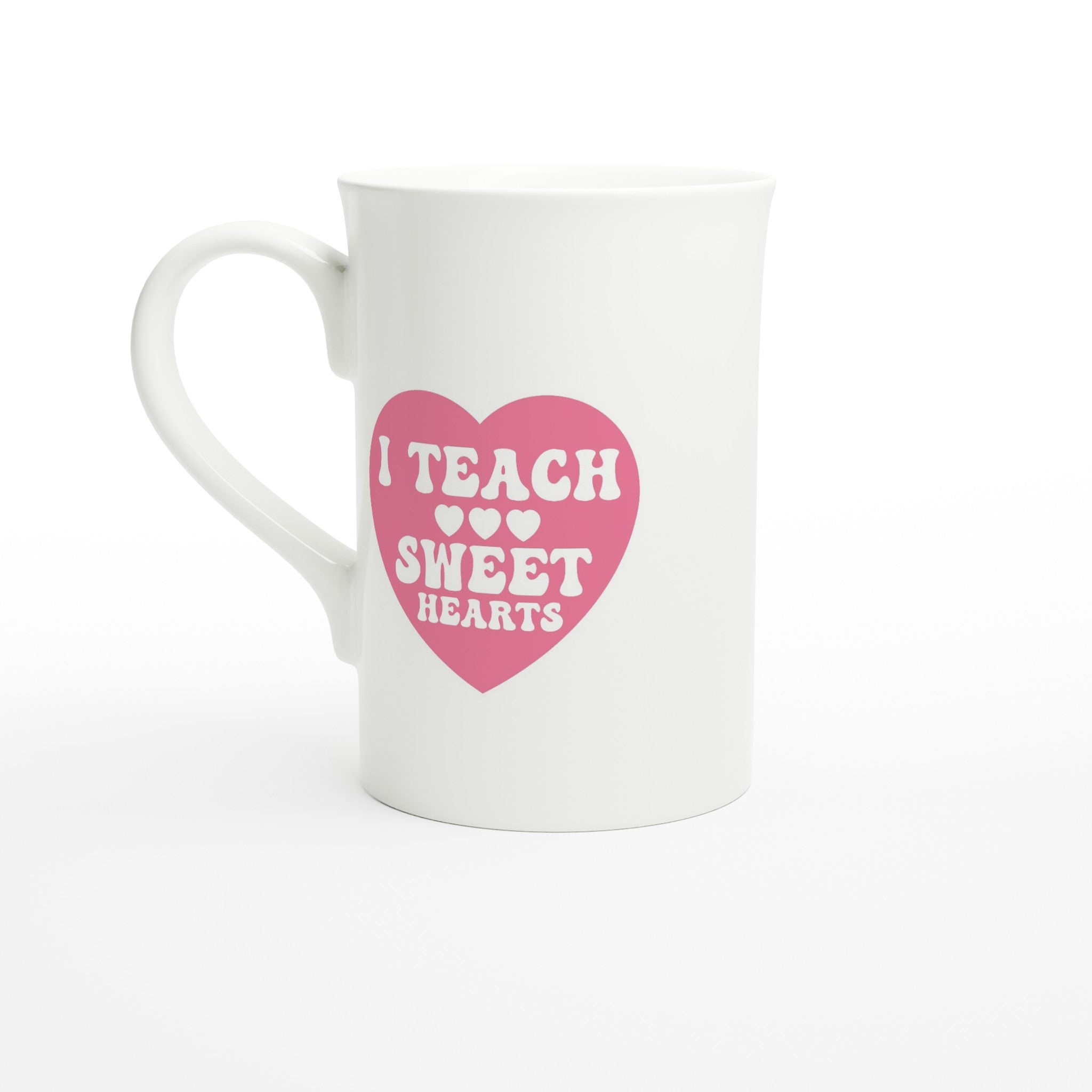 I Teach Sweet Hearts White 10oz Porcelain Slim Mug Default Title Porcelain Mug Globally Fulfilled Teacher