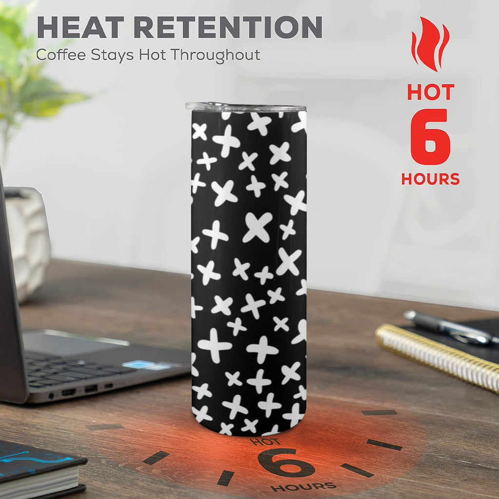 Black And White X's - 20oz Tall Skinny Tumbler with Lid and Straw