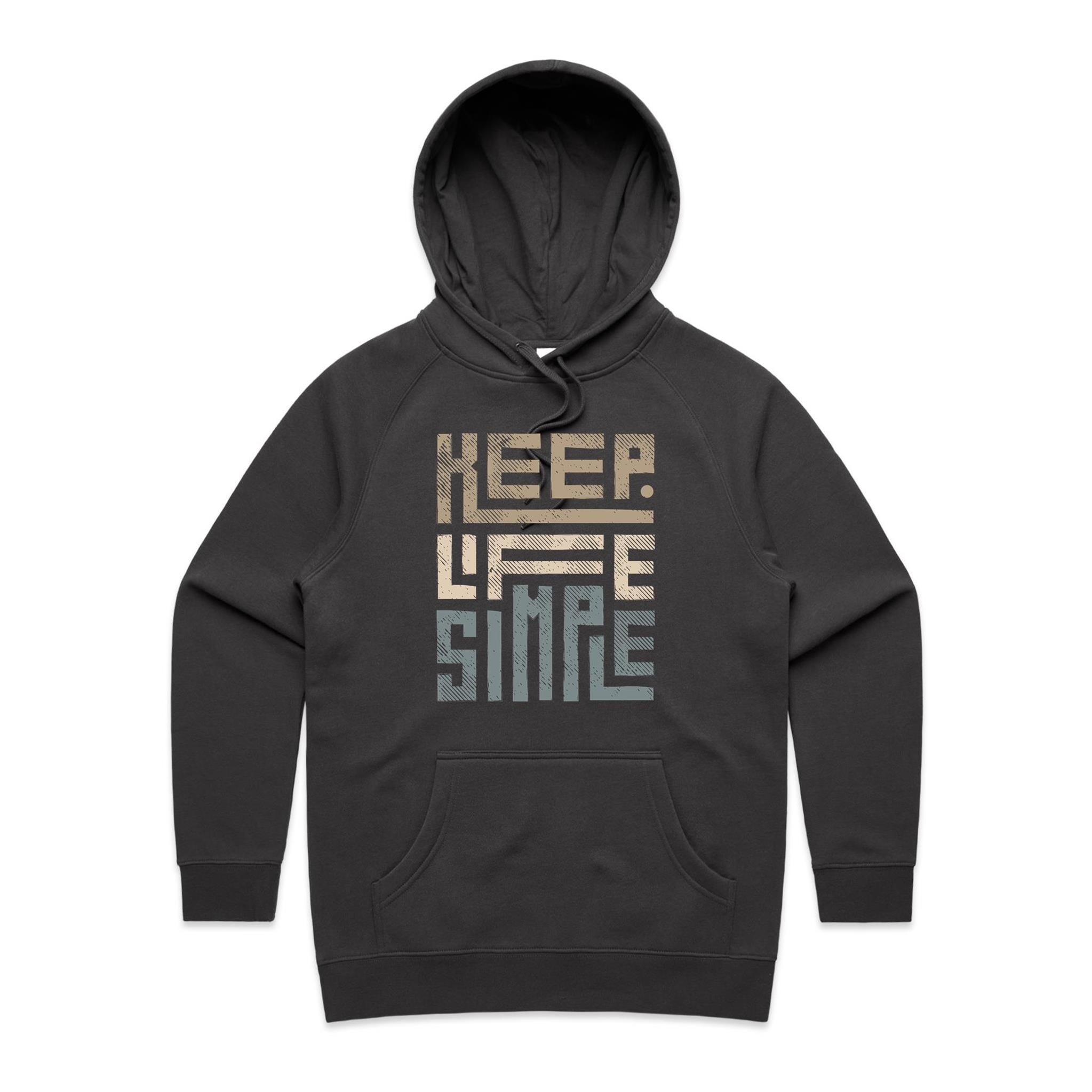 Keep Life Simple - Womens Hoodie Coal Womens Hoodie Printed In Australia