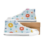 Abstract Cute Flowers Men's High Top Canvas Shoes Men's Classic High Top Canvas Shoes Plants Printed Offshore