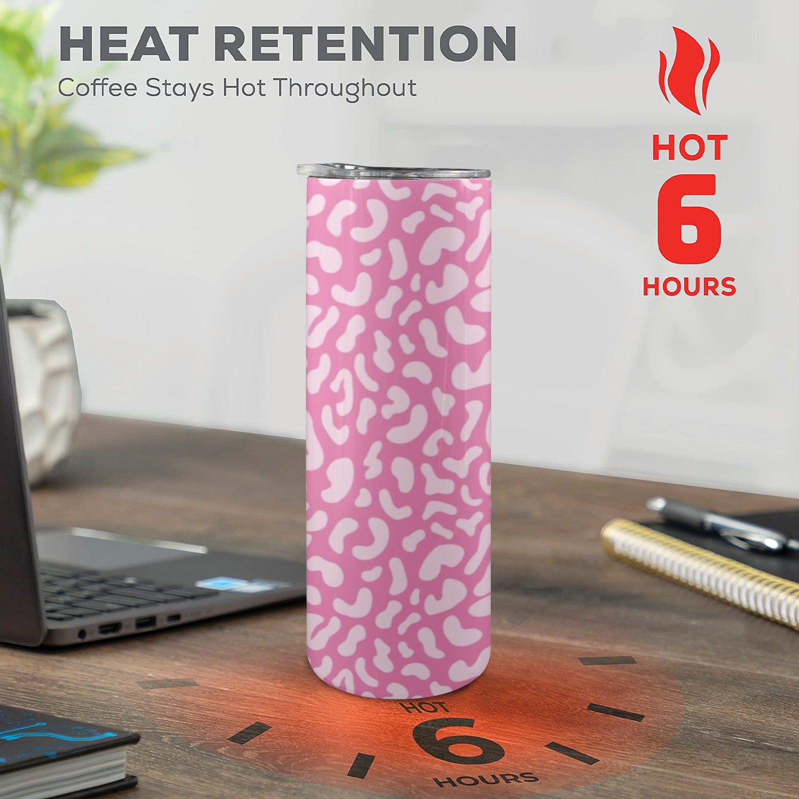 Pink Leopard - 20oz Tall Skinny Tumbler with Lid and Straw