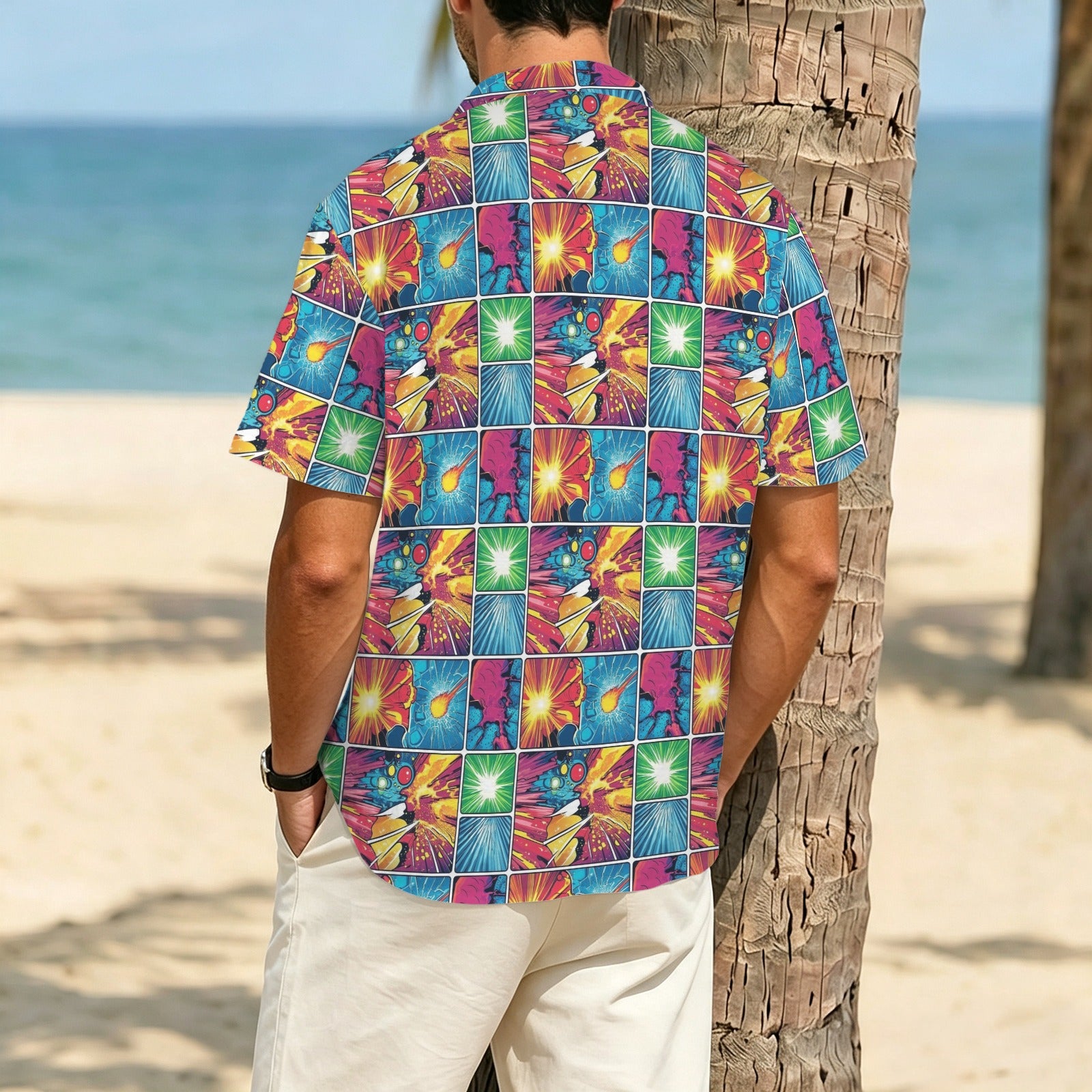 Comic Book Squares Men's Crinkle Hawaiian Shirt