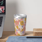 Faded Floral Small Stainless Steel Travel Mug Cup 12oz/350ml