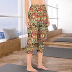 Retro Life Women's High Waist Pocket Capri Yoga Leggings Women's High Waist Capri Yoga Leggings Printed Offshore Retro