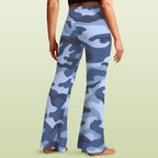 Blue Camouflage High Waist Crossover Tummy Control Flare Leggings High Waist Flare Leggings Printed Offshore