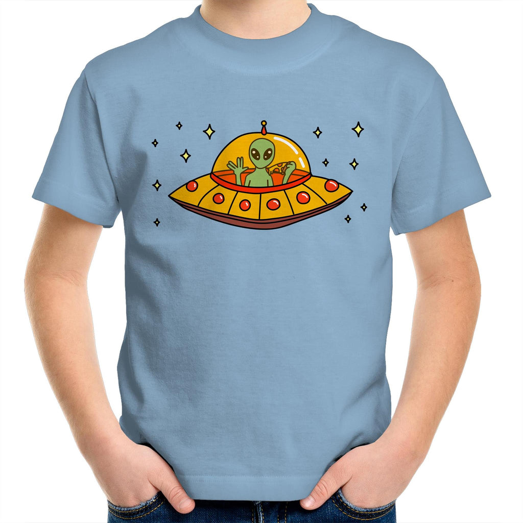 Alien Pizza - Kids Youth T-Shirt Carolina Blue Kids Youth T-shirt Food Printed In Australia Sci Fi