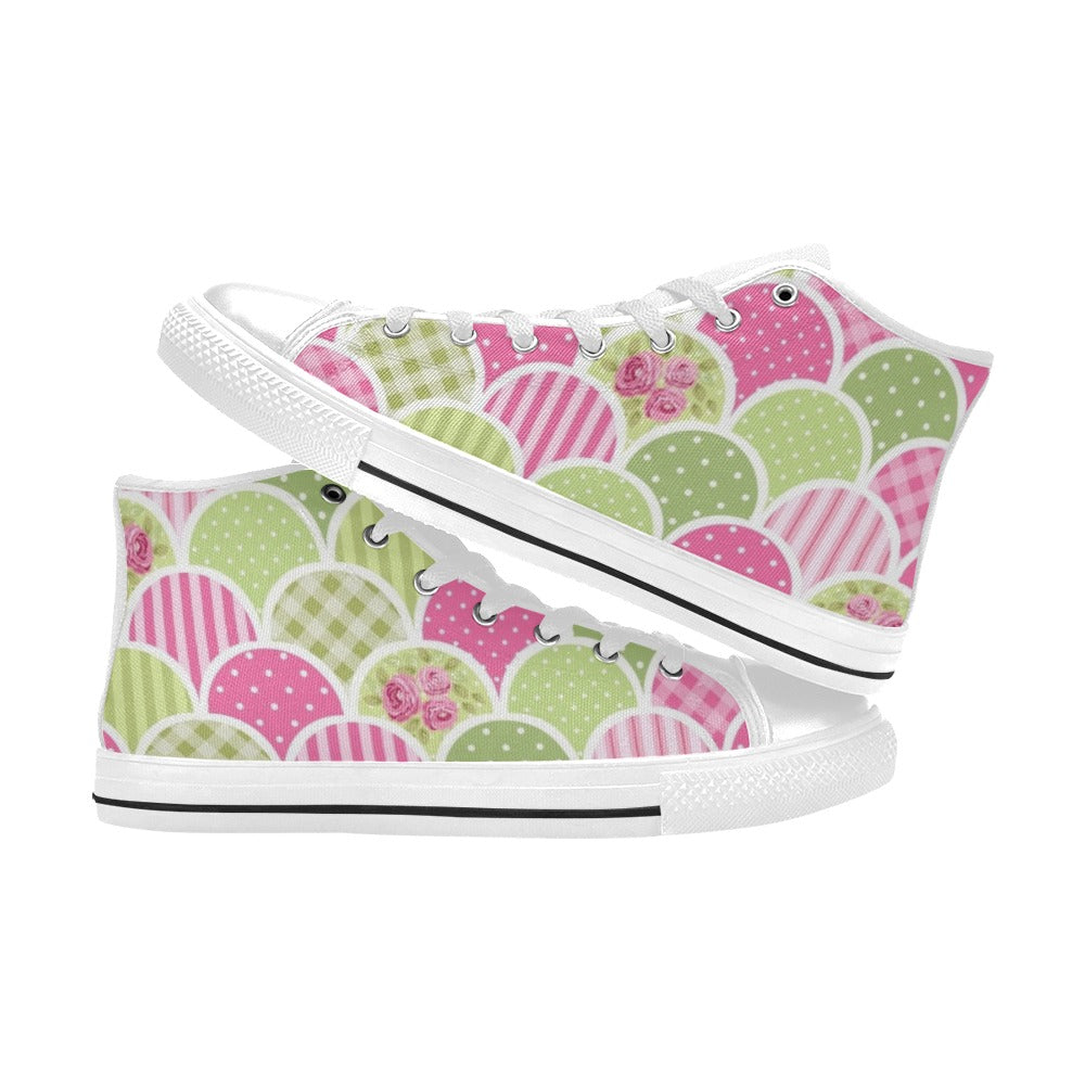 Floral Tabs - Women's High Top Canvas Shoes Womens Classic High Top Shoes Plants Printed Offshore