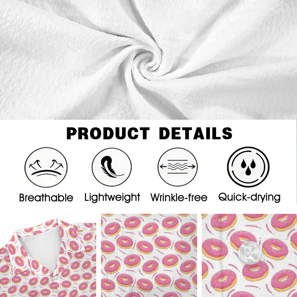 Pink Donuts Men's Crinkle Hawaiian Shirt