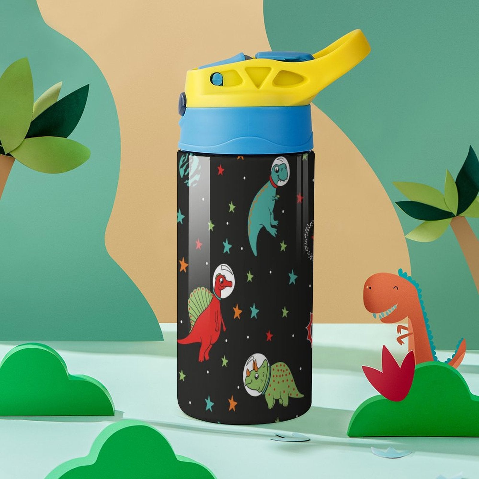 Astronaut Dinosaurs - Little Kids Water Bottle Little Kids Water Bottle animal Printed Offshore Space