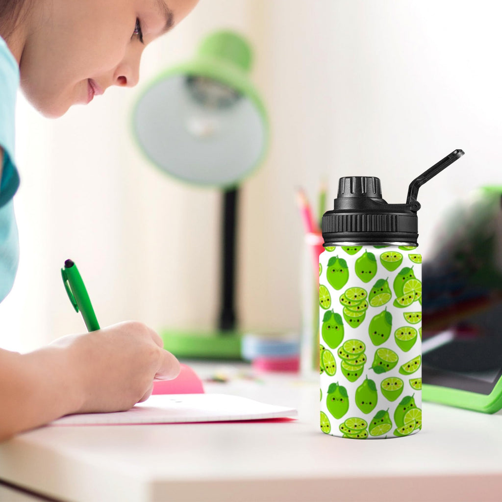 Cute Limes - Kids Water Bottle with Chug Lid (12 oz) Kids Water Bottle with Chug Lid Food Printed Offshore