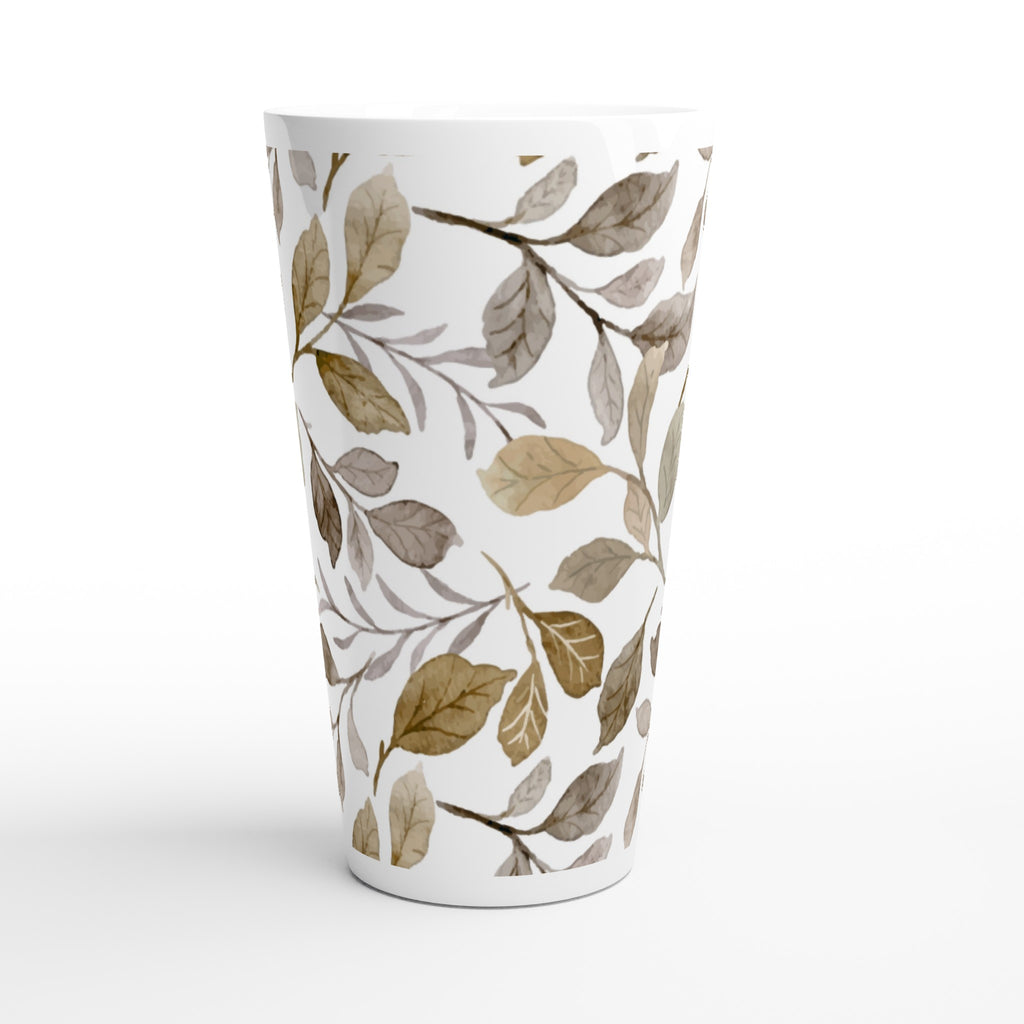 Autumn Leaves - White Latte 17oz Ceramic Mug Latte Mug Globally Fulfilled Plants