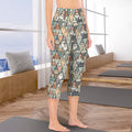 Diamond Cat Pattern Women's High Waist Pocket Capri Yoga Leggings Women's High Waist Capri Yoga Leggings animal Printed Offshore
