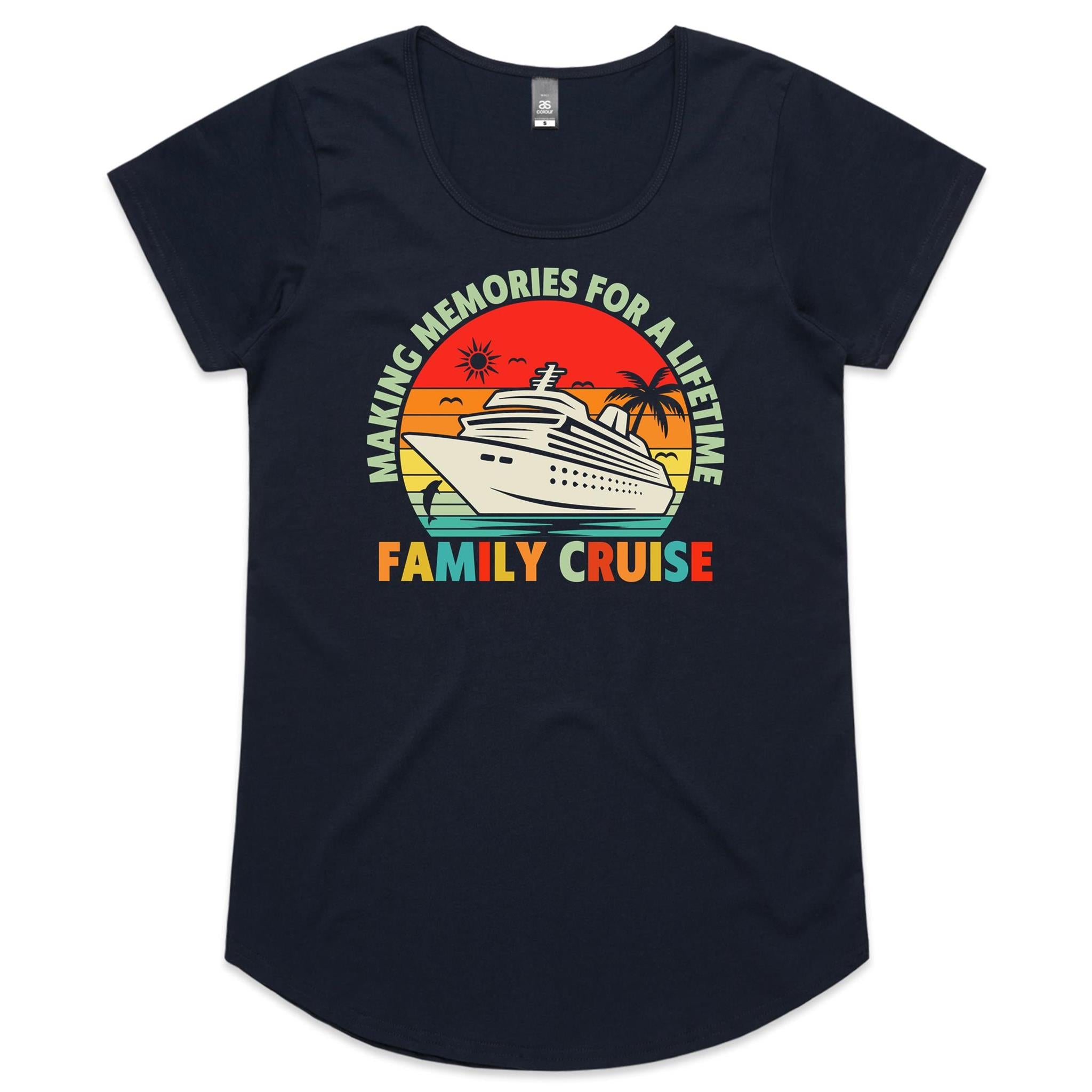 Family Cruise, Making Memories For A Lifetime Womens Cruise Scoop Neck T-Shirt Navy Womens Cruise Scoop Neck T-shirt Cruise Printed In Australia