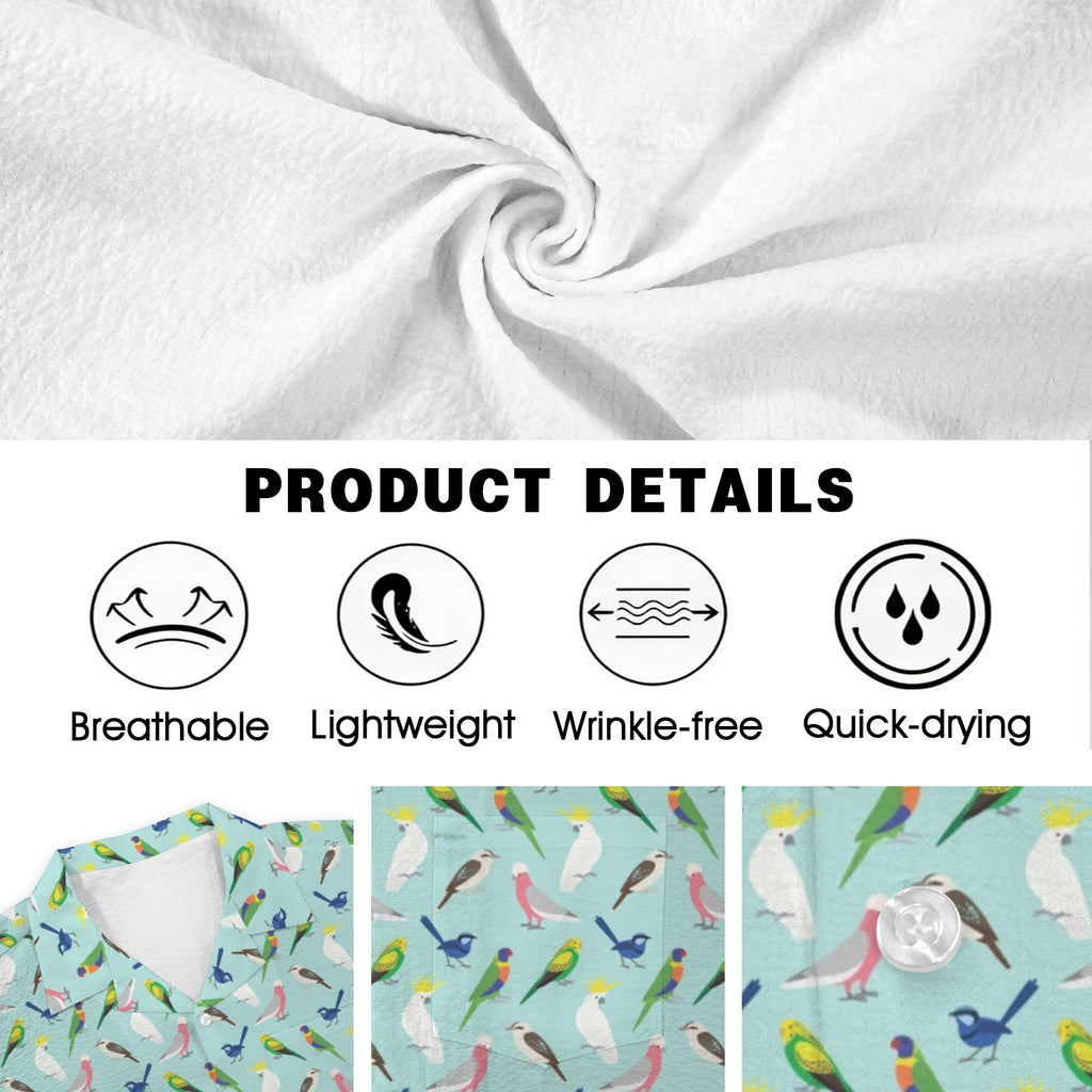 Australian Birds Men's Crinkle Hawaiian Shirt