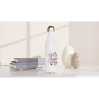 Flower Frame Name - White 17oz Stainless Steel Water Bottle Personalised Water Bottle customise Globally Fulfilled Name personalise