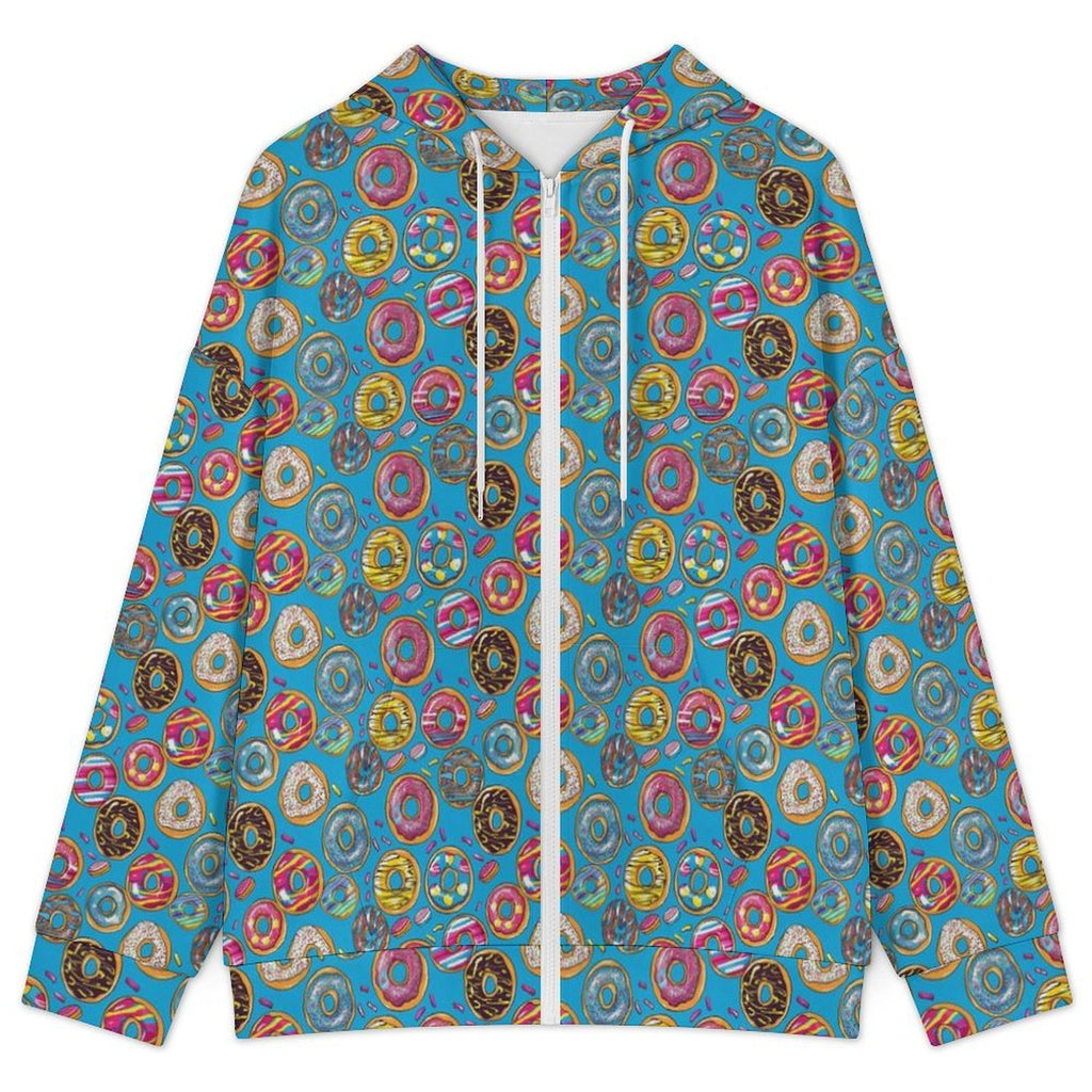 Doughnuts On Blue Women's Full-Zip Hoodie