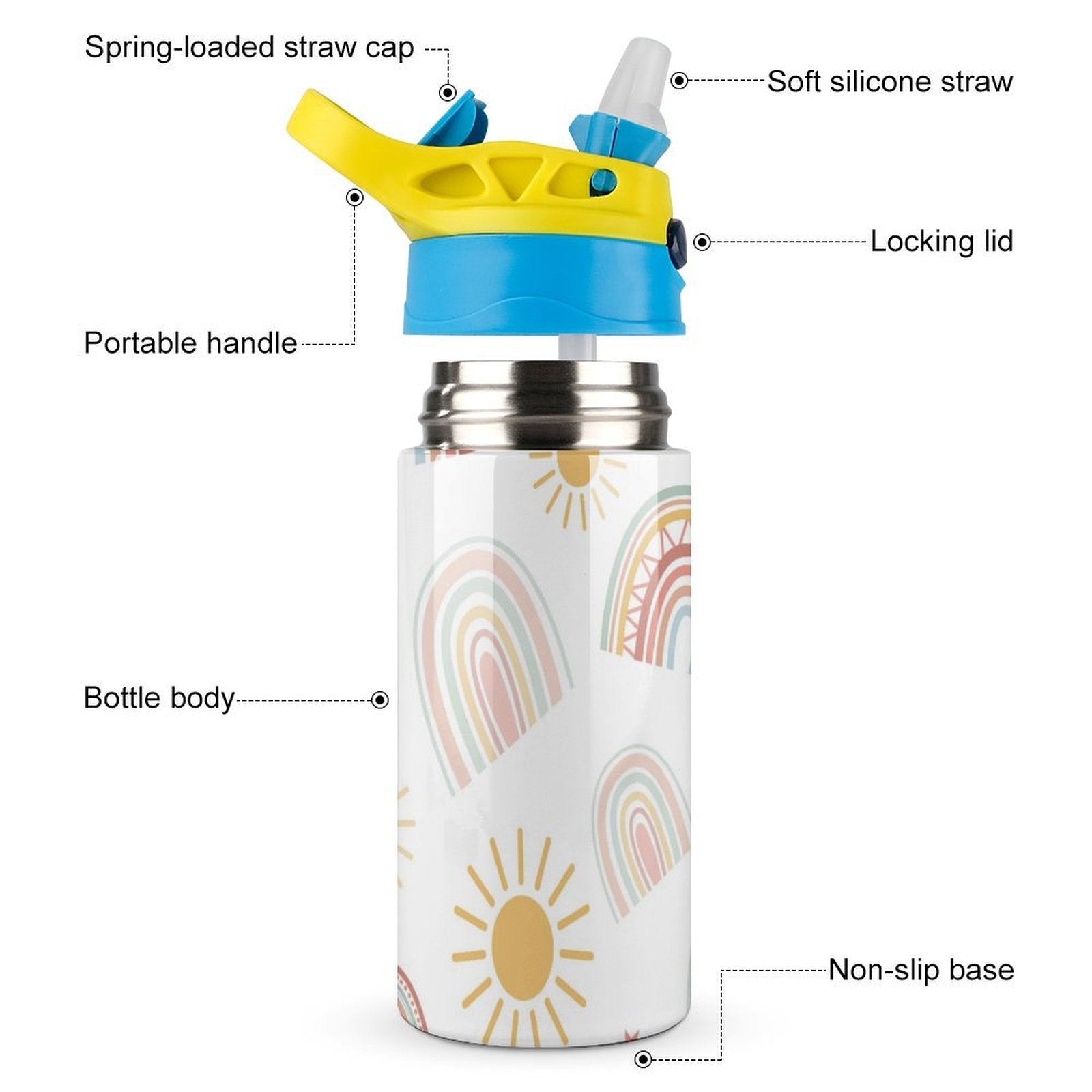 Pastel Rainbows - Little Kids Water Bottle Little Kids Water Bottle Printed Offshore