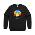Mornings Need Coffee, UFO AS Colour Stencil Crew Sweatshirt Unisex Black Sweatshirt Coffee Printed In Australia Sci Fi