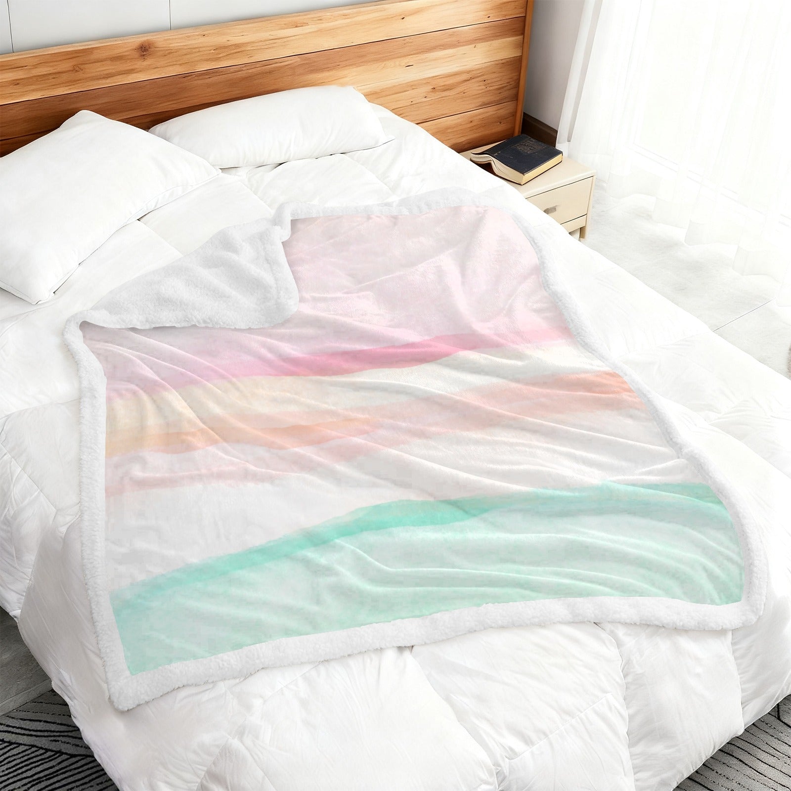 Pastel Stripes - Double-Layer Fleece Blanket 51"x59"