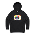 Retro TV, No Signal Women's AS Colour Hoodie Black Womens Hoodie Printed In Australia Retro Tech
