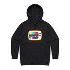 Retro TV, No Signal - Womens Hoodie Black Womens Hoodie Printed In Australia Retro Tech
