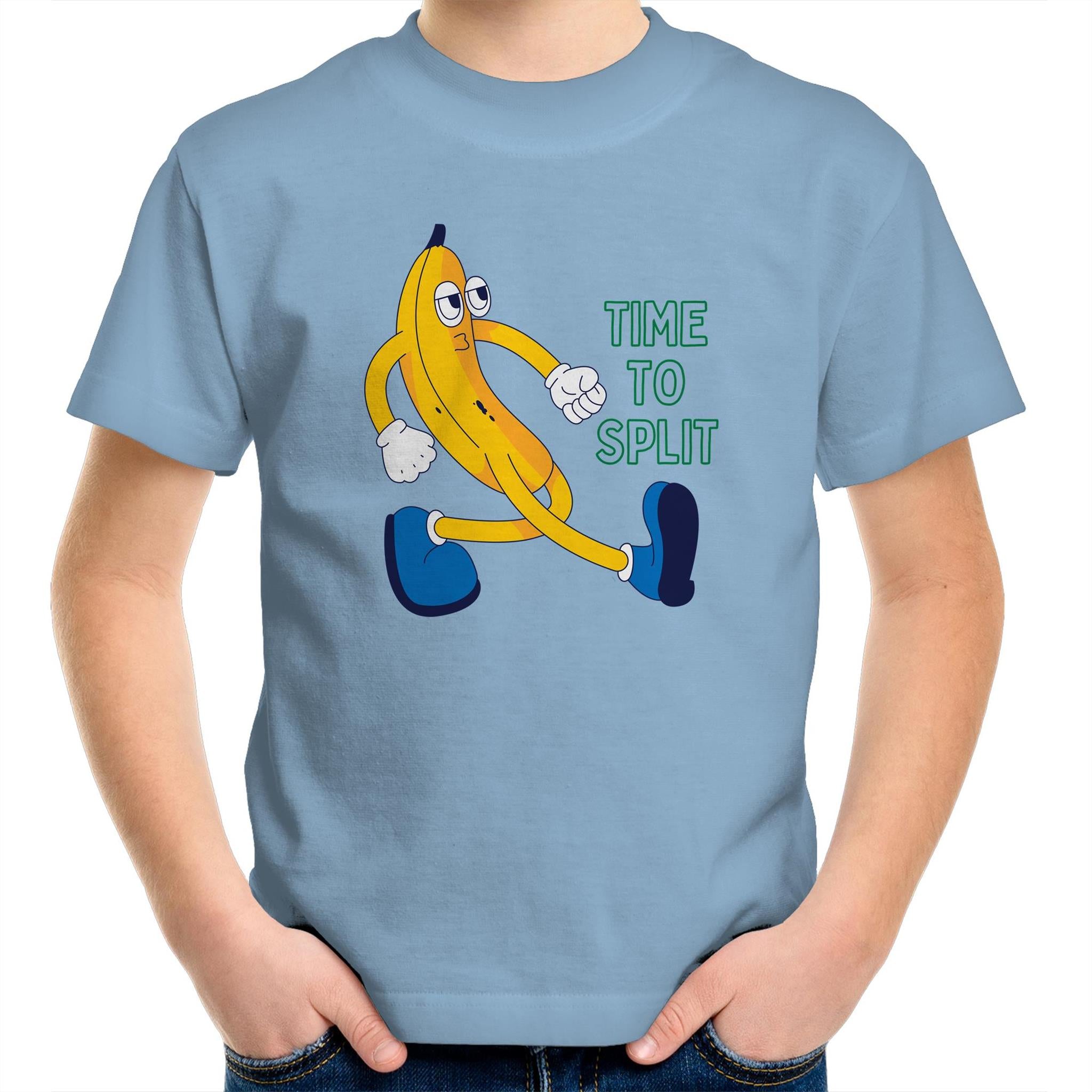 Banana, Time To Split - Kids Youth T-Shirt Carolina Blue Kids Youth T-shirt Food Funny Printed In Australia