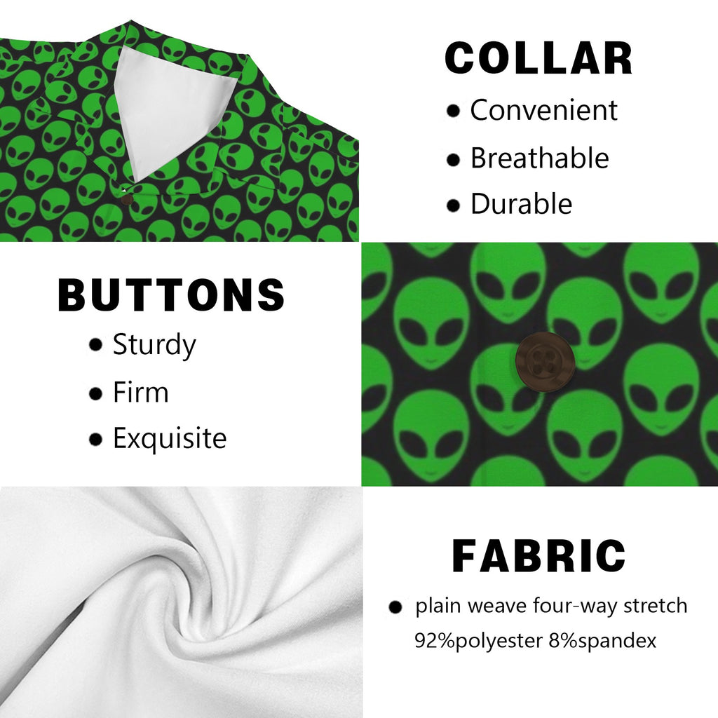 Aliens Men's Short Sleeve Hawaiian Shirt Men's Hawaiian Shirt (New) Printed Offshore Sci Fi
