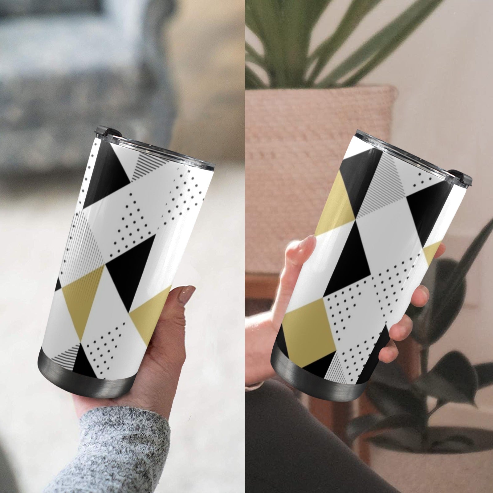 Triangles - 20oz Mobile Tumbler with Lid (Black Lock) 20oz Travel Mug Printed Offshore