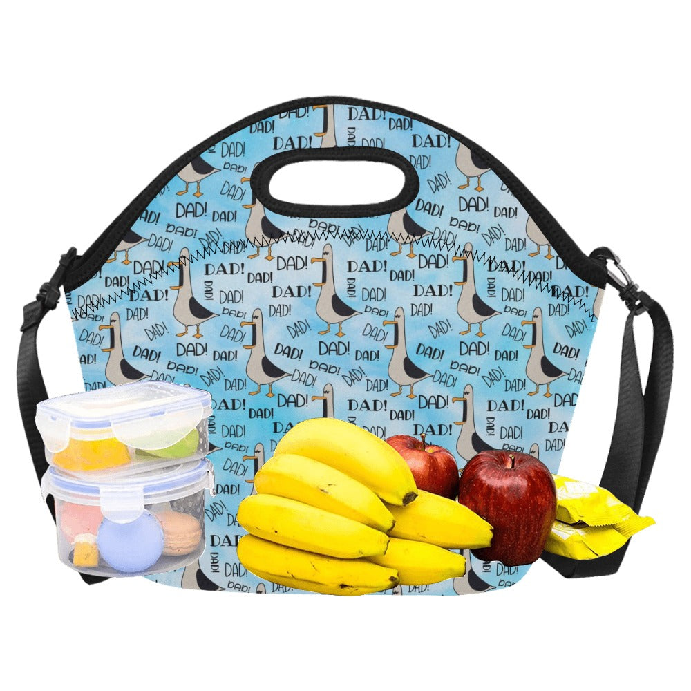 Dad Seagull Neoprene Lunch Bag/Large (Model 1669) Neoprene Lunch Bag animal Dad Printed Offshore