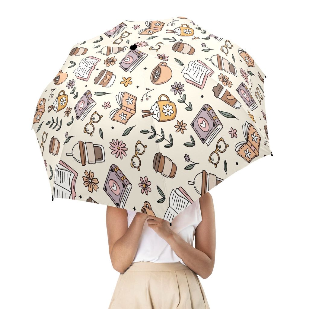 Books And Coffee - Semi-Automatic Foldable Umbrella (Model U12) Semi-Automatic Foldable Umbrella (U12)
