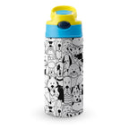 Dogs In Black And White - Little Kids Water Bottle blue 350ml Little Kids Water Bottle animal Printed Offshore